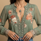 Blusa Boho Bordada con Encaje Floral