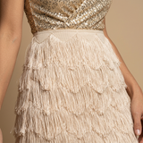 Vestido Corto Lentejuelas Wrap Falda Flecos Capas Fiesta Mujer