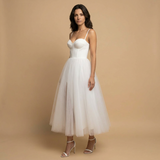 Vestido Midi Bustier Corset Falda Tul Volumen Bicolor Mujer