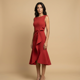 Vestido Midi Crepé Sin Mangas Lazo Lateral