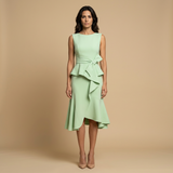 Vestido Midi Crepé Sin Mangas Lazo Lateral