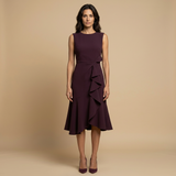 Vestido Midi Crepé Sin Mangas Lazo Lateral