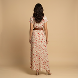 Vestido Largo Floral Wrap Abertura Frontal con Cinturón