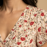 Vestido Largo Floral Wrap Abertura Frontal con Cinturón