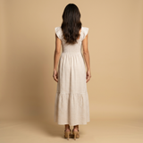 Vestido Largo Vichy Smock Tirantes Volante Bajo