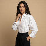 Camiseta Blanca Oversized Hombreras Estructuradas Algodón