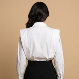 Camiseta Blanca Oversized Hombreras Estructuradas Algodón