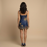 Vestido Corto Lentejuelas Bordado Celestial Mariposas