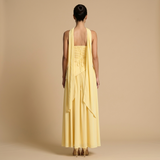 Vestido Largo Bustier Chal Lateral Abertura Frontal Alta