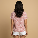 Blusa Floral Ditsy Botones Madera Manga Corta