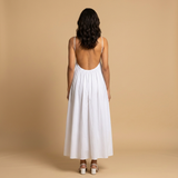 Vestido Largo Algodón Escote V Tirantes Niveles