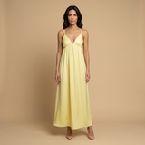 Vestido Largo Algodón Escote V Tirantes Niveles