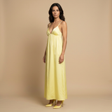 Vestido Largo Algodón Escote V Tirantes Niveles