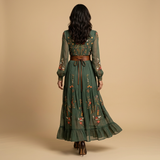 Vestido Largo Bordado Boho Manga Globo