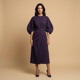 Vestido Midi Manga Kimono Cinturón Abertura