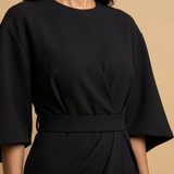 Vestido Midi Manga Kimono Cinturón Abertura
