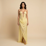 Vestido de Fiesta Tul Drapeado Cadena Perlas