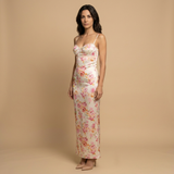 Vestido de Boda Invitada Satén Floral Bodycon
