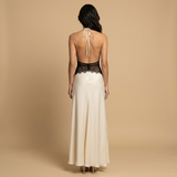 Vestido de Fiesta Halter Satén Encaje Cintura