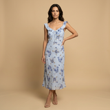 Vestido Midi Lencero Floral Jacquard Tirantes