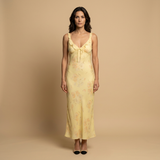 Vestido Midi Lencero Floral Jacquard Tirantes