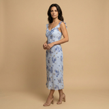 Vestido Midi Lencero Floral Jacquard Tirantes