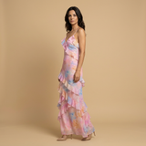 Vestido de Boda Invitada Volantes Jacquard Floral