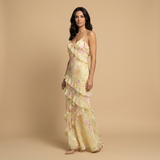 Vestido de Boda Invitada Volantes Jacquard Floral