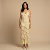 Vestido de Boda Invitada Volantes Jacquard Floral