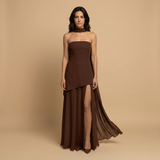 Vestido de Fiesta Bandeau Asimétrico Abertura Alta