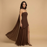Vestido de Fiesta Bandeau Asimétrico Abertura Alta