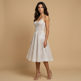 Vestido de Fiesta Lentejuelas Geométricas Evasé Tirantes