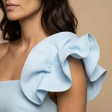 Vestido Corto Escote Cuadrado Volantes 3D Burbuja