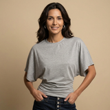 Camiseta Oversize Efecto Batwing Cintura Fruncida