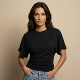 Camiseta Oversize Efecto Batwing Cintura Fruncida