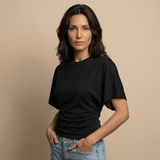 Camiseta Oversize Efecto Batwing Cintura Fruncida