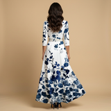 Vestido Largo Satinado Floral Bold Escote Cruzado