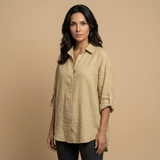 Camisa Lino Oversize Manga Larga Mujer Verano