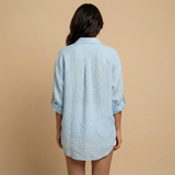Camisa Lino Oversize Manga Larga Mujer Verano
