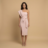 Vestido Midi Monoshoulder Lazo Escultural Cocktail