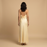 Vestido Largo Satinado Monoshoulder Abertura Lateral