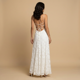 Vestido de Boda Invitada Largo Apliques Florales Tirantes