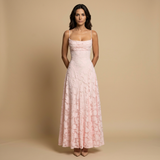 Vestido de Boda Invitada Largo Apliques Florales Tirantes