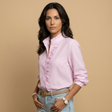 Camisa Mujer Volantes Botonadura Tejido Waffle Manga Larga