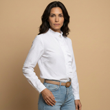 Camisa Mujer Volantes Botonadura Tejido Waffle Manga Larga