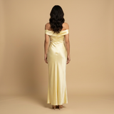 Vestido de Boda Invitada Satinado Off-Shoulder Largo