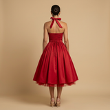 Vestido Midi Corsé Halter Falda Vuelo Tul Romántico