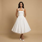Vestido Midi Corsé Halter Falda Vuelo Tul Romántico