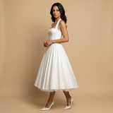 Vestido Midi Corsé Halter Falda Vuelo Tul Romántico