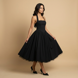 Vestido Midi Corsé Halter Falda Vuelo Tul Romántico
